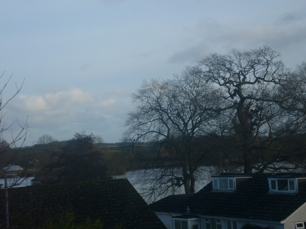 The view from my window: that's not a lake you see but the flooding caused by 24 hours of torrential rain on Monday 23 December.