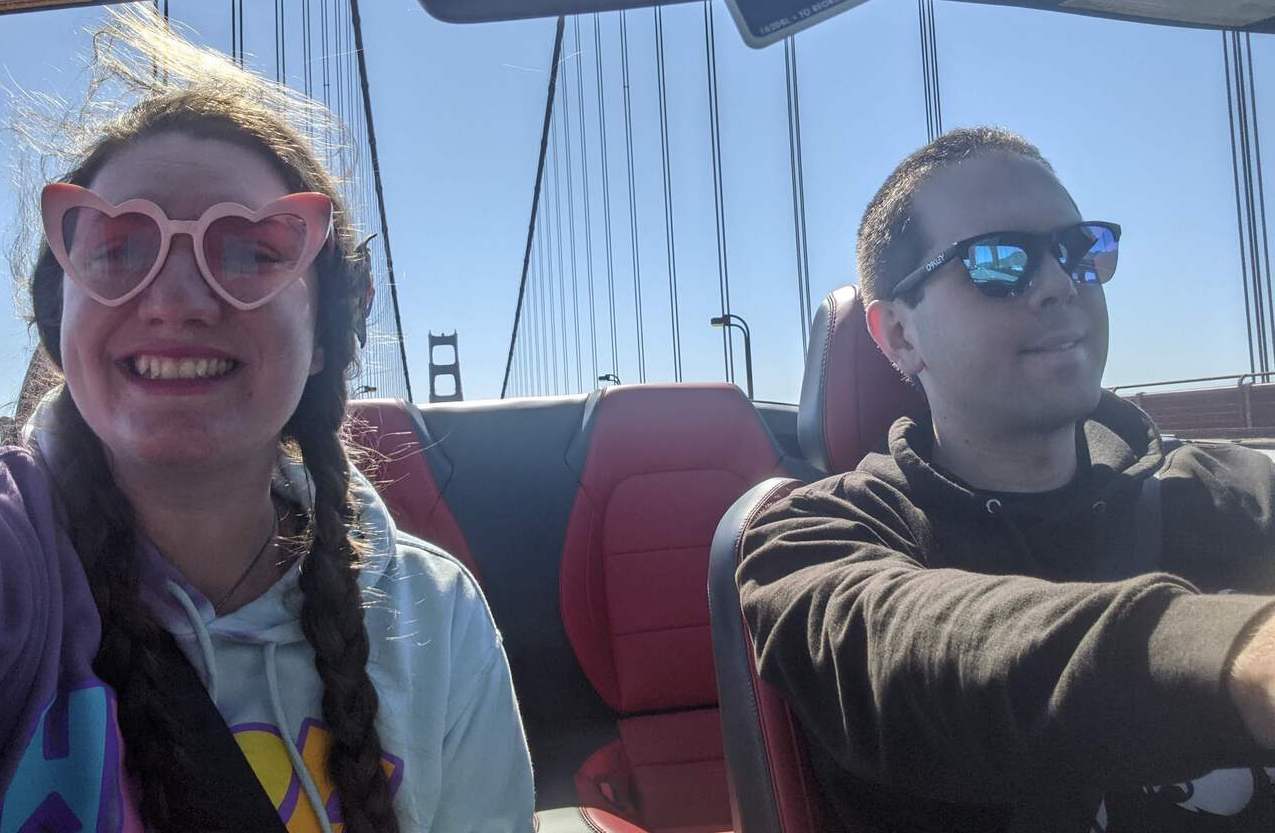 Lucy and Andrew on the Golden Gate Bridge