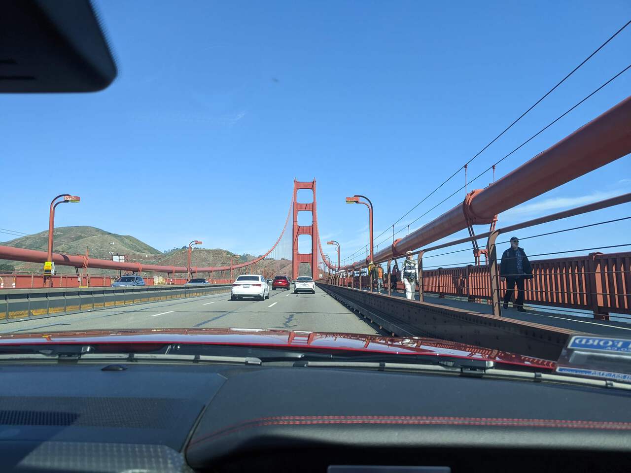 Driving over the Golden Gate Bridge